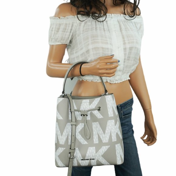 Michael Kors L Graphic Logo Backpack MK White Grey main image 6